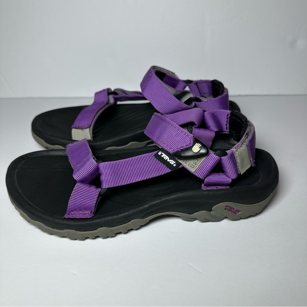 Teva Purple and Gray Strap on Sandals Size Women 6 Youth 5 - Picture 2 of 7